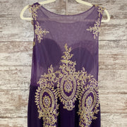 PURPLE/GOLD LONG EVENING GOWN