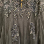 NAVY/FLORAL A LINE GOWN