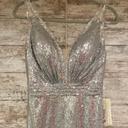 SILVER SEQUIN LONG DRESS (NEW)