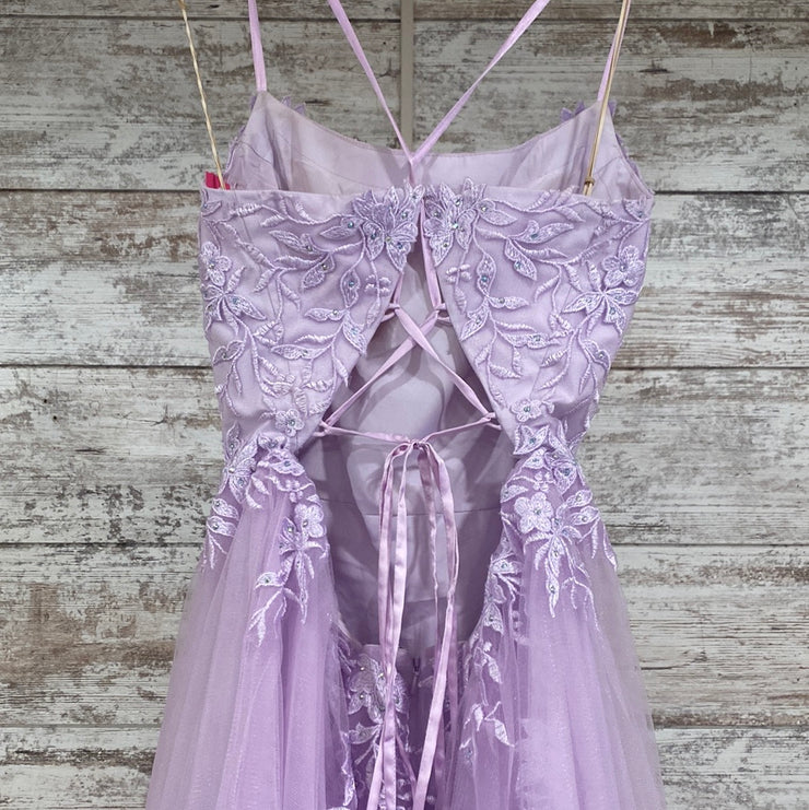 LAVENDER/FLORAL A LINE GOWN