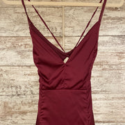 BURGUNDY LONG EVENING GOWN