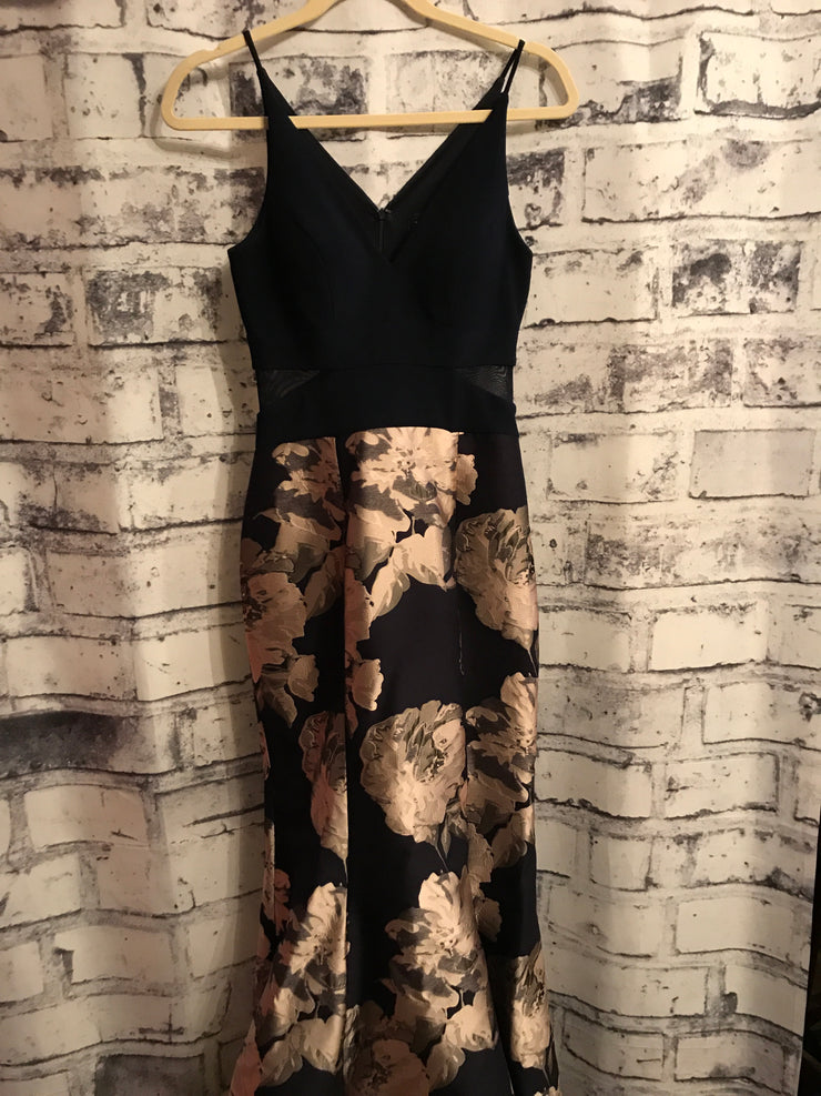 NAVY/FLORAL MERMAID GOWN