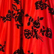 RED/BLACK FLORAL A LINE GOWN