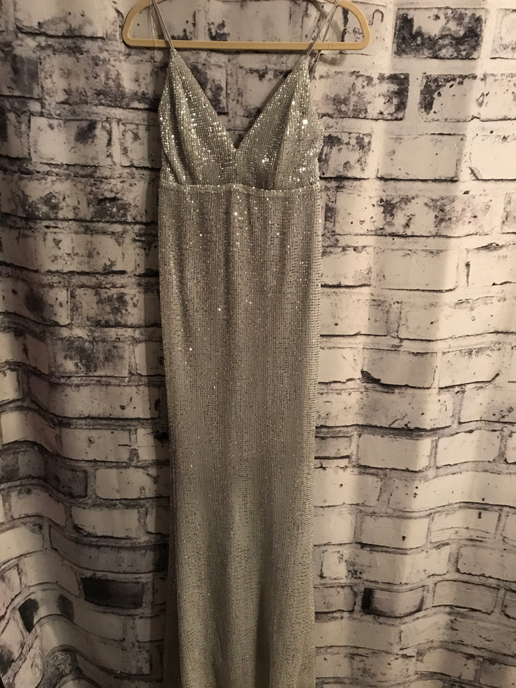 SILVER SEQUIN LONG DRESS (NEW)