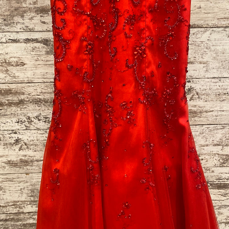 RED BEADED MERMAID GOWN