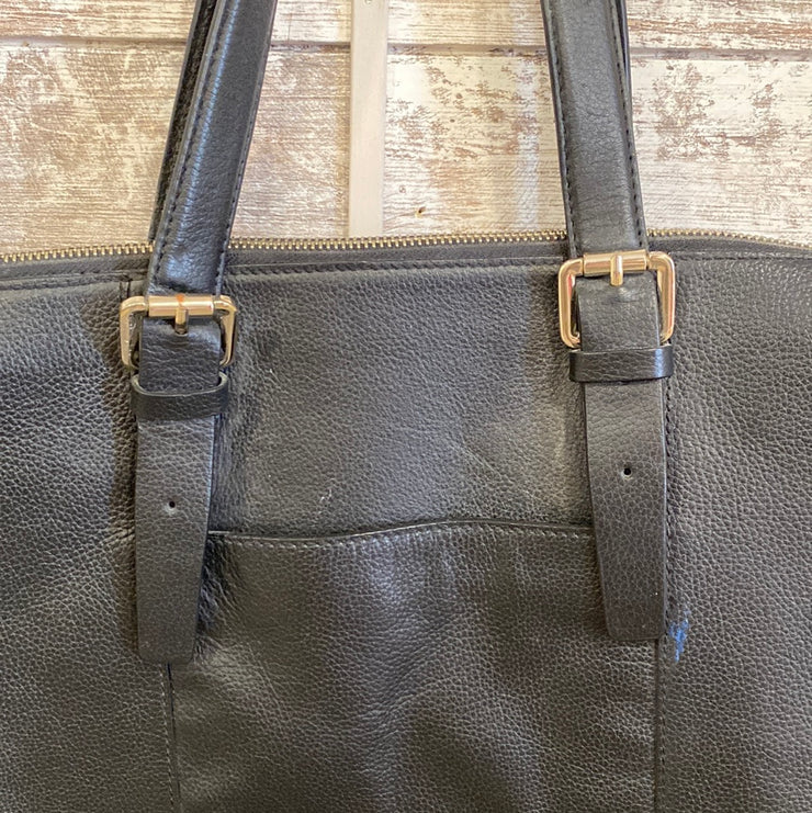 BLACK LEATHER TOTE