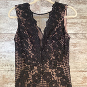 BLACK/NUDE LACE LONG DRESS
