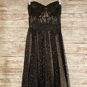 BLACK/GOLD SPARKLY A LINE GOWN