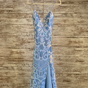 BLUE SEQUIN LONG EVENING GOWN