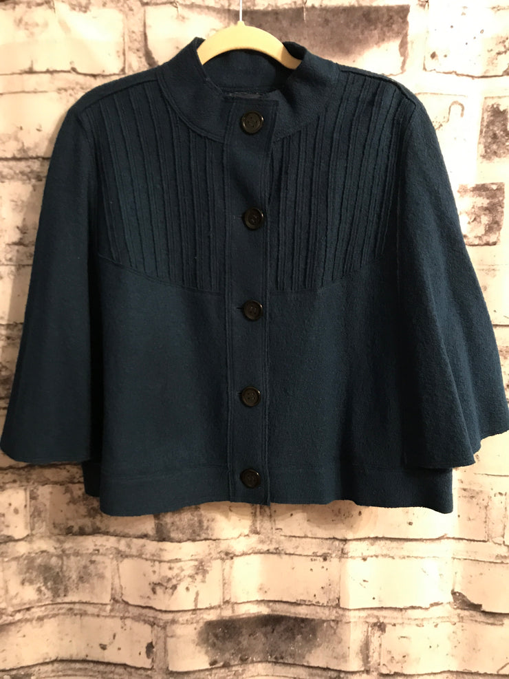 TEAL WOOL PONCHO JACKET