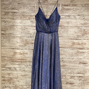 BLUE SPARKLY A LINE GOWN