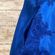 ROYAL BLUE A LINE GOWN