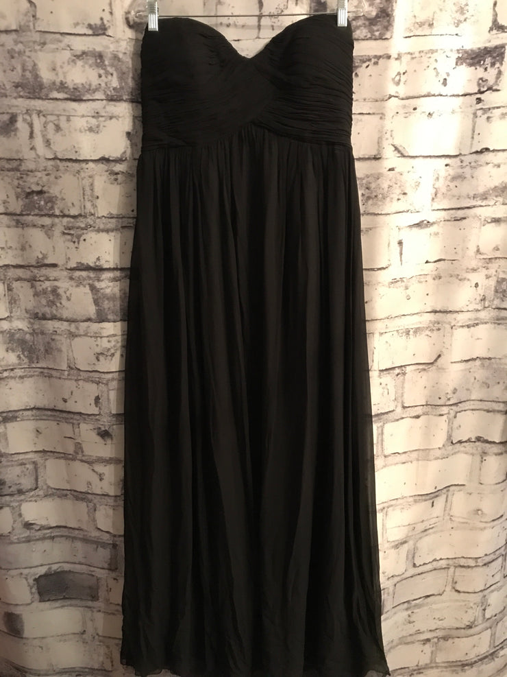 BLACK SILK LONG EVENING GOWN