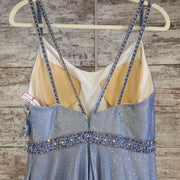 BLUE SPARKLY A LINE GOWN