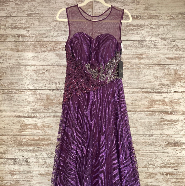 PURPLE SPARKLY A LINE GOWN-NEW