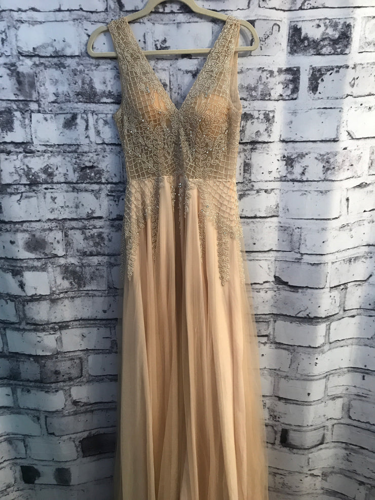GOLD BEADED A LINE GOWN