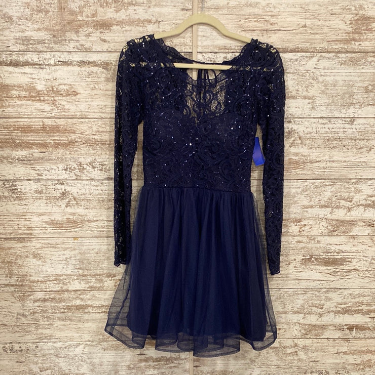 NAVY LACE SHORT DRESS