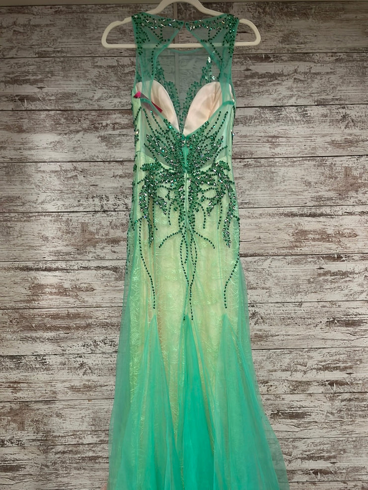 GREEN BEADED MERMAID GOWN