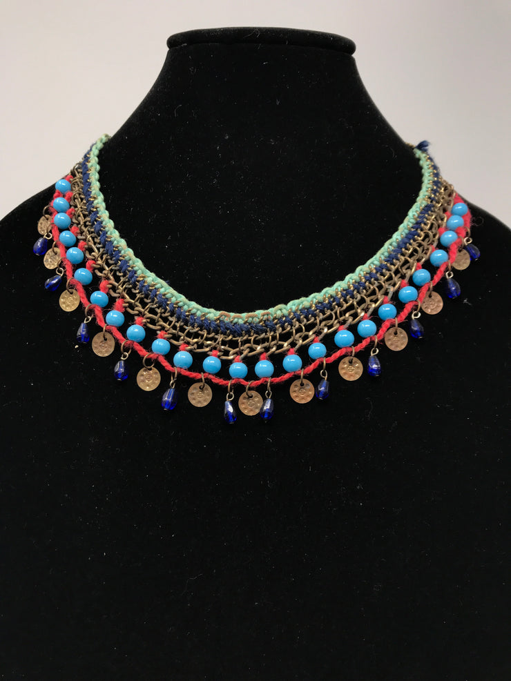 COLORFUL BEAD/BRAIDED NECKLACE