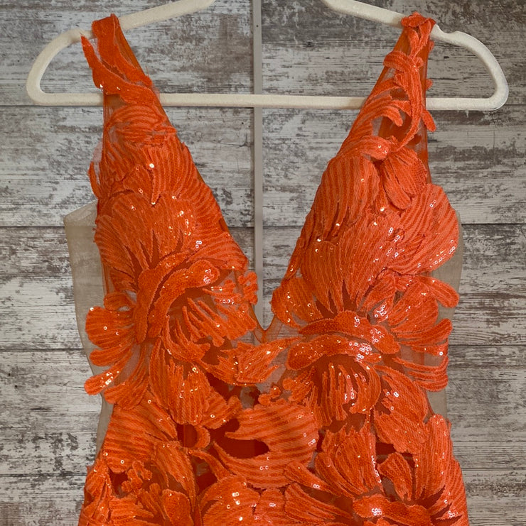 ORANGE FLORAL LONG DRESS