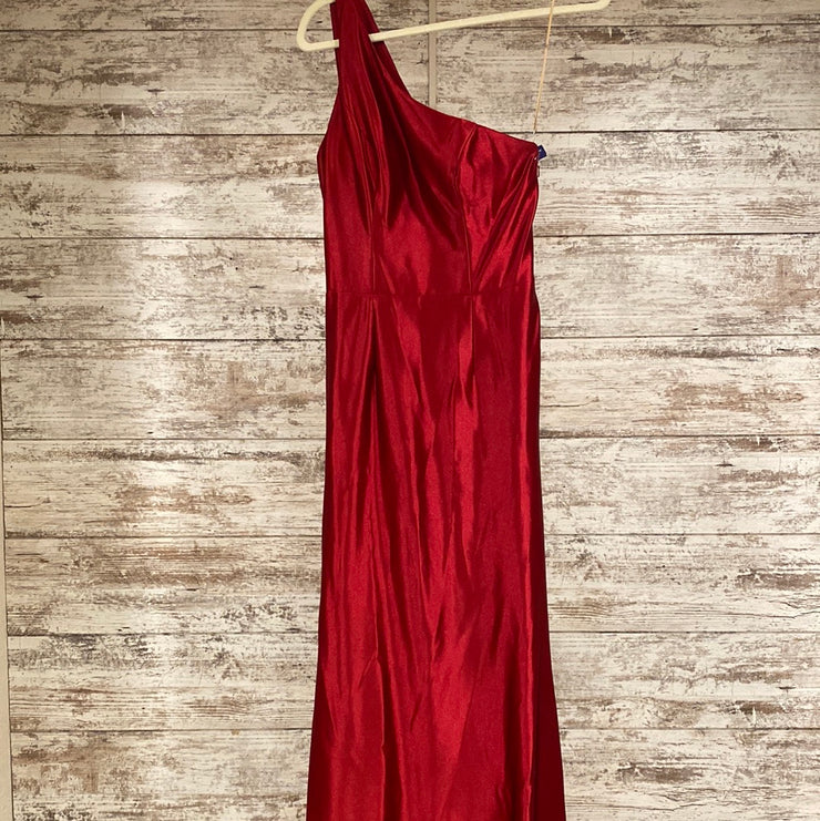 RED ONE SHOULDER LONG DRESS