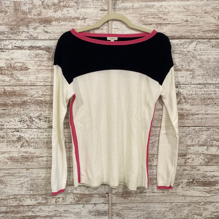 WHITE/NAVY LONG SLEEVE TOP