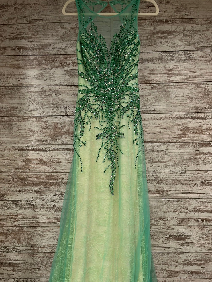 GREEN BEADED MERMAID GOWN