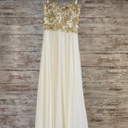 WHITE/GOLD LONG EVENING GOWN