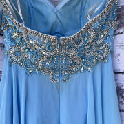 BLUE BEADED TOP LONG GOWN