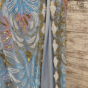 BLUE/PINK BEADED LONG DRESS