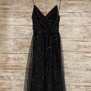 BLACK SPARKLY A LINE GOWN