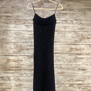 BLACK SEQUIN LONG EVENING GOWN