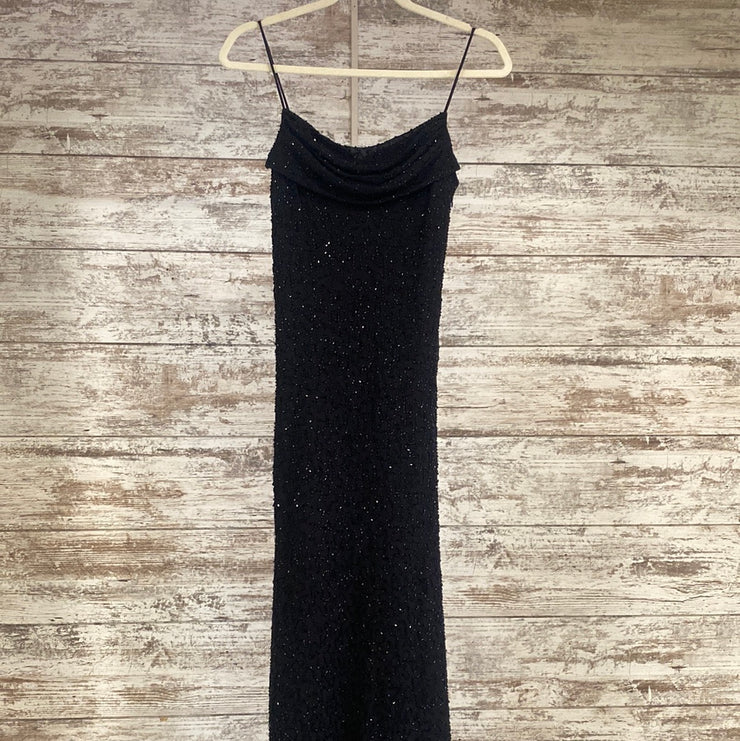 BLACK SEQUIN LONG EVENING GOWN