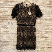 BLACK/TAN LACE SHORT DRESS-NEW