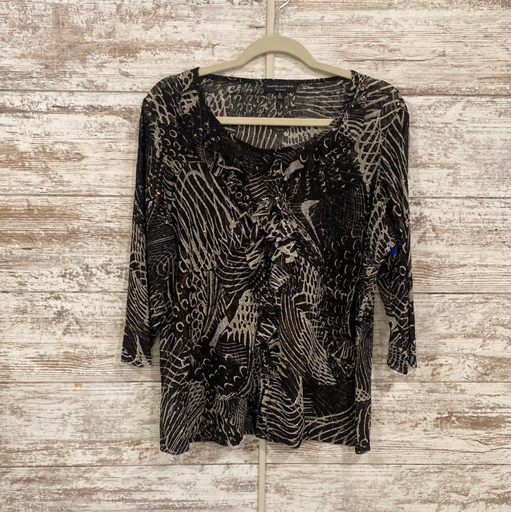 BLACK/SILVER LONG SLEEVE TOP