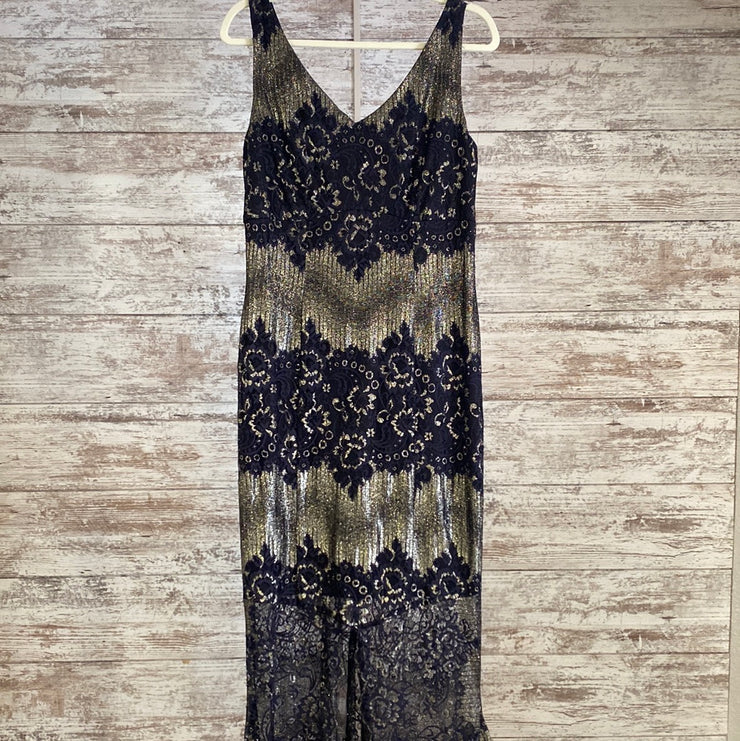 BLACK/GOLD LONG DRESS $498