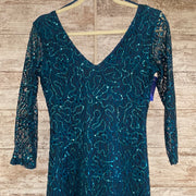 TEAL SPARKLY LONG EVENING GOWN