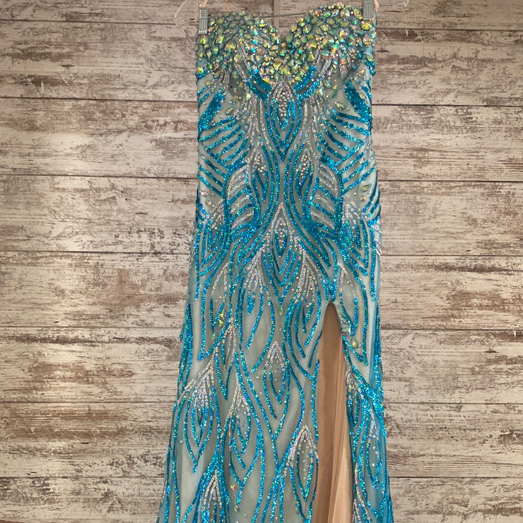 BLUE SPARKLY MERMAID GOWN