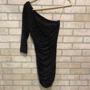 BLACK SPARKLY 1 SHOULDER DRESS