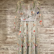 GRAY/FLORAL A LINE GOWN