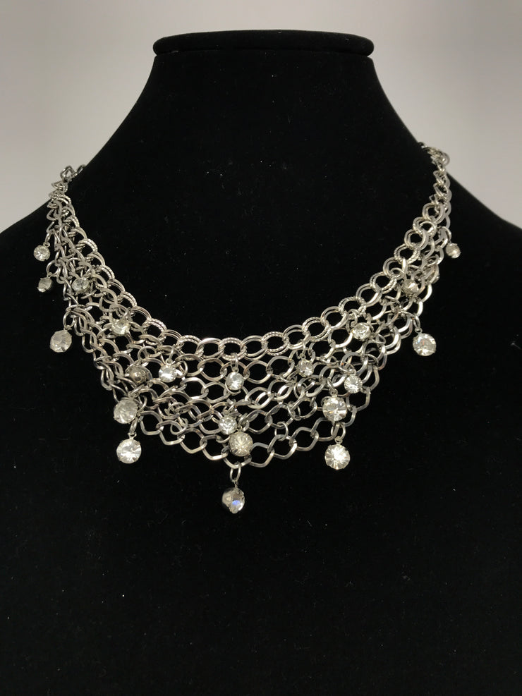 SILVER NETTED CHAIN NECKLACE