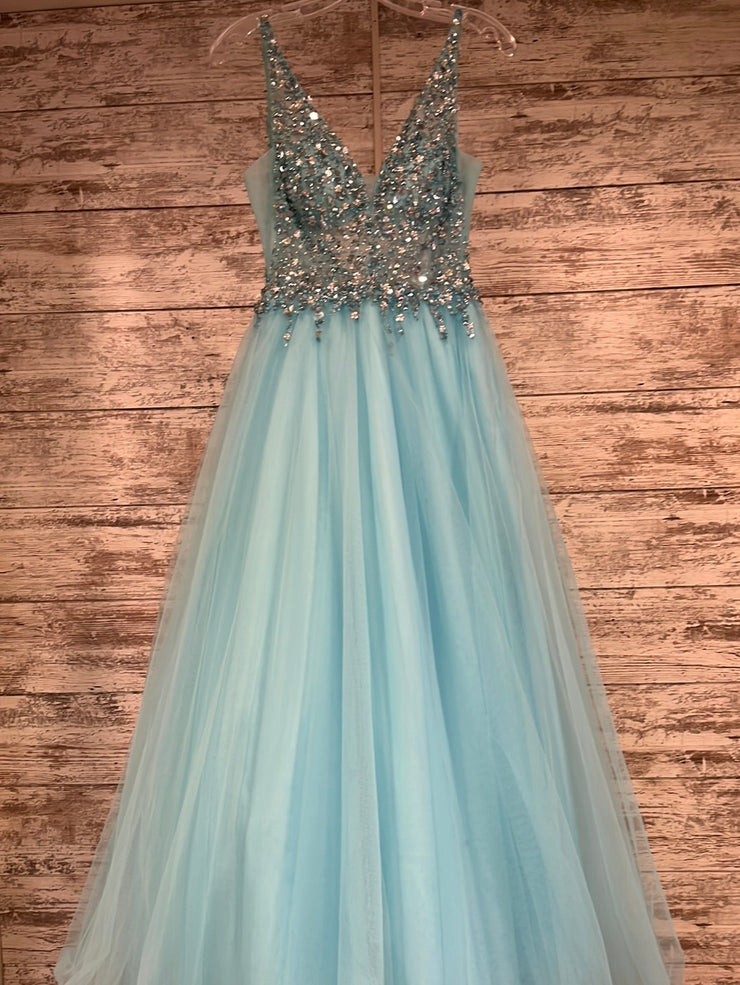 BLUE PRINCESS A LINE GOWN