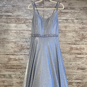 BLUE SPARKLY A LINE GOWN