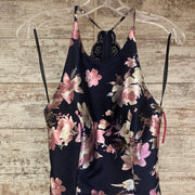 NAVY/FLORAL A LINE GOWN