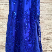 ROYAL BLUE/FLORAL LONG DRESS