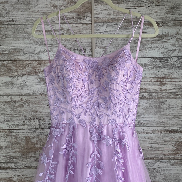 LAVENDER/FLORAL A LINE GOWN