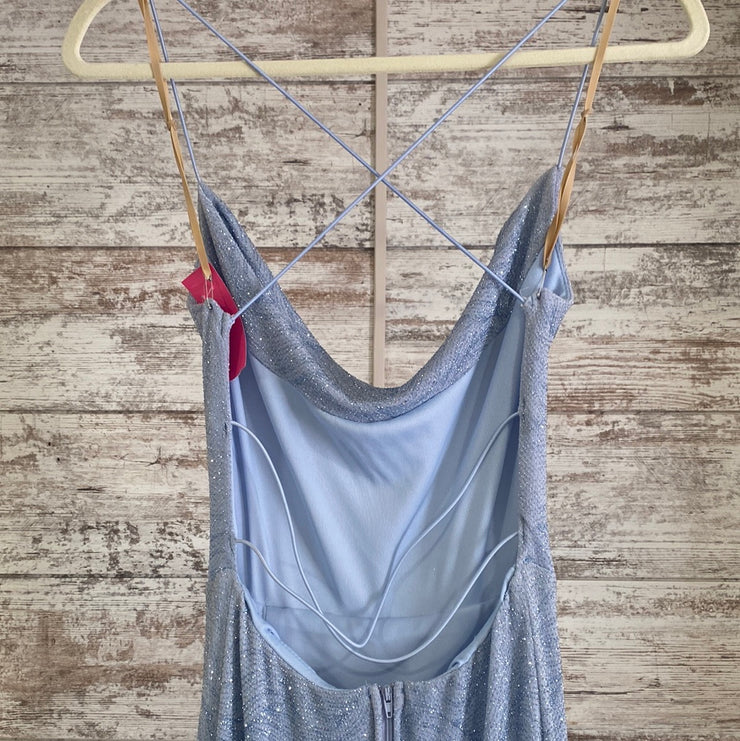 BLUE SPARKLY LONG EVENING GOWN