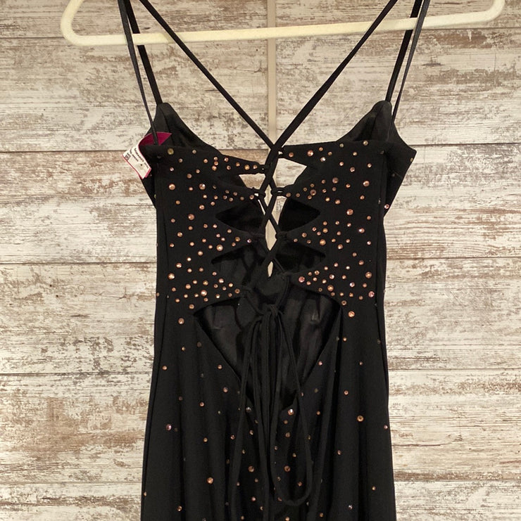 BLACK/GOLD GEM LONG DRESS