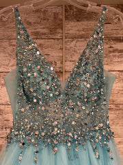 BLUE PRINCESS A LINE GOWN