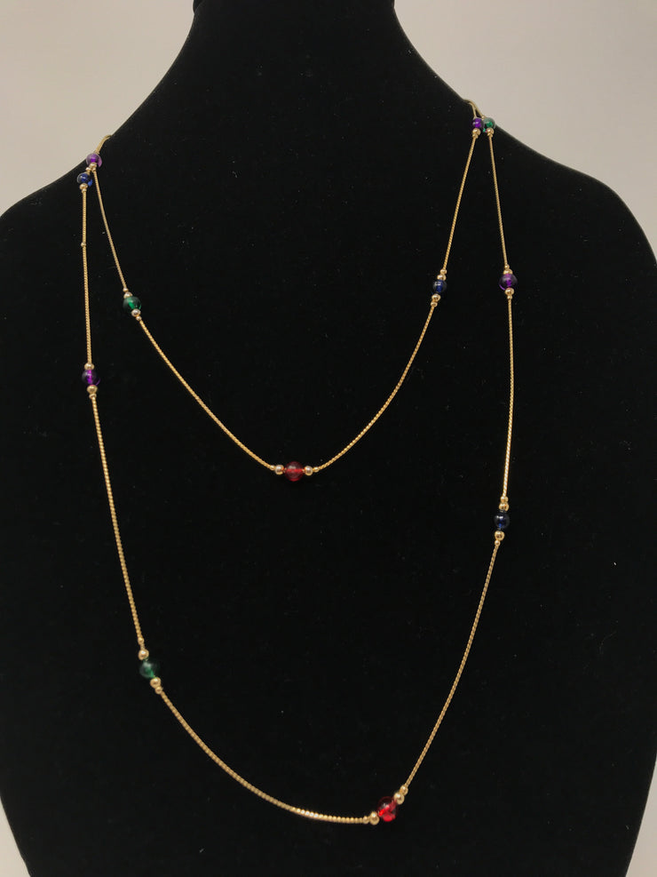 GOLD MULTI COLOR BEAD NECKLACE